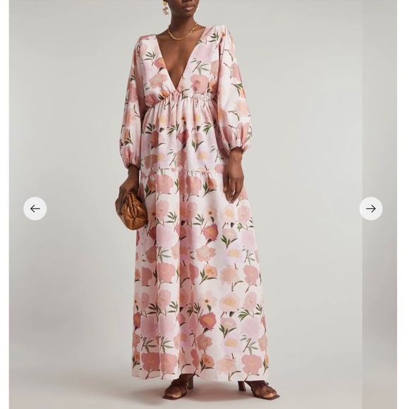 Bernadette Peony-Print Balloon-Sleeve Maxi Dress - Picture 3 of 6